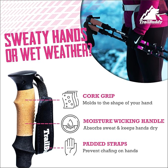 TrailBuddy Trekking Poles ??Lightweight 7075 Aluminum Hiking Poles for Women, Men & Seniors