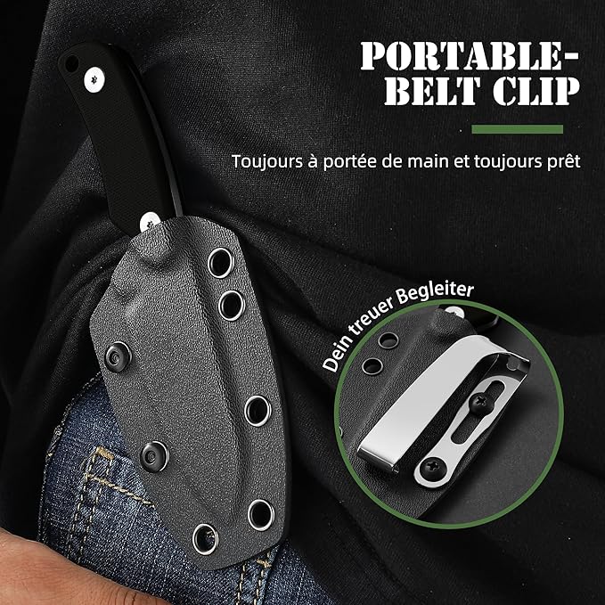 Omesio Neck Knife, 5.82" Small Fixed Blade Tactical Knife, Compact Full Tang EDC Neck Knife with