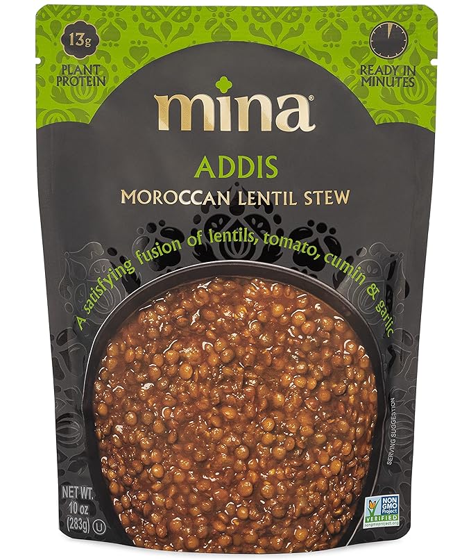 Mina Moroccan Lentils, Ready to Eat, Lentils High In Plant Based Protein, Vegan, Non-GMO, Gluten