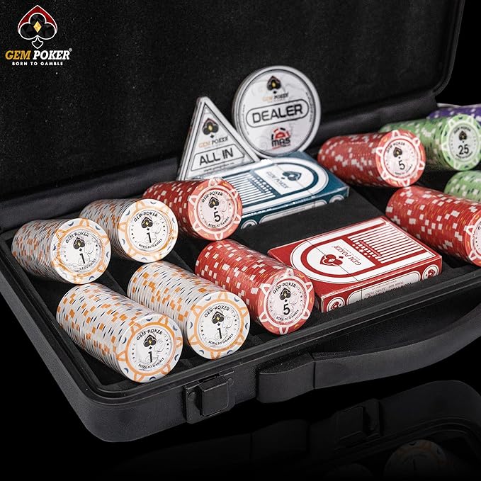 Luna 14 Gram Clay Poker Chips Set for Texas Hold’em, 300PCS Numbered Chips, Features a High-end