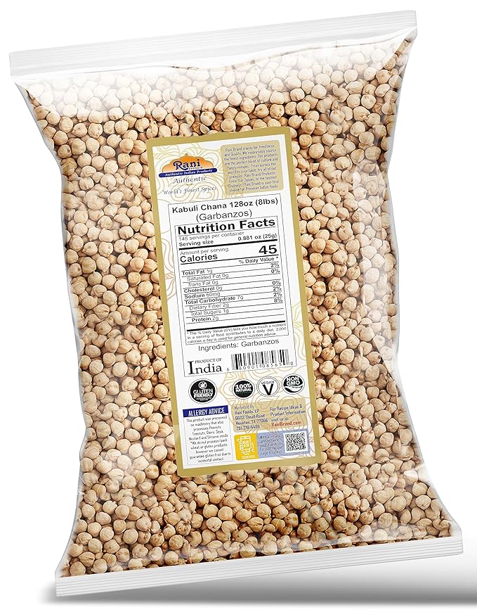 Rani Garbanzo Beans (Kabuli Chana) 128oz (8lbs) 3.63kg Bulk ~ All Natural | Vegan | Gluten Friendly