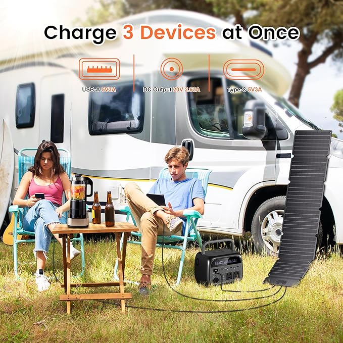 54W Portable Solar Panel - Foldable Solar Charger for Power Bank Phone Laptop for Camping Hiking RV