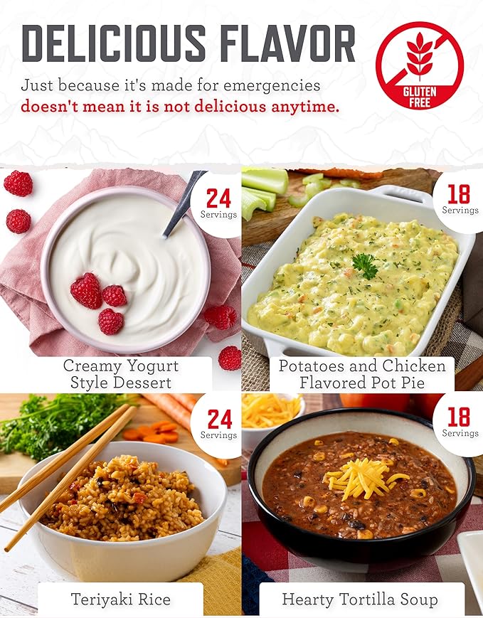 ReadyWise Emergency Food Supply - 84 Servings Gluten Free Survival Food Bucket, Dehydrated Meals &