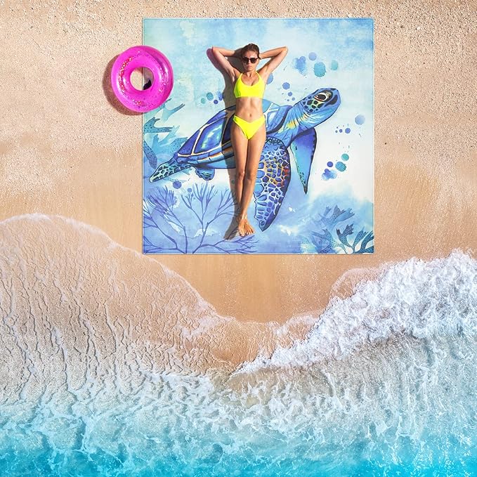 Beach Blanket Waterproof Sandproof Beach Mat 79" X 83"/10'x9'for 2-8 Adults Quick Drying Outdoor
