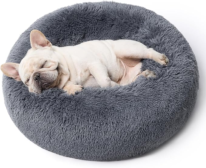 Bedsure Calming Dog Bed for Medium Dogs - Donut Washable Medium Pet Bed, 30 inches Anti-Slip Round