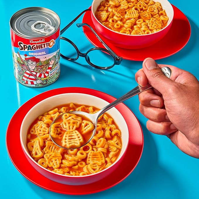 SpaghettiOs Original Canned Pasta With Where’s Waldo? Shapes, 15.8 oz Can (12 Pack)