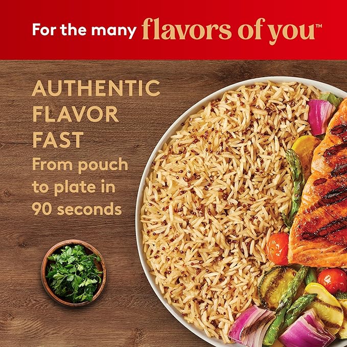 Royal Basmati Brown Rice with Quinoa and Garlic - Ready to Heat Basmati Rice - (6 Pack) 8.5 oz