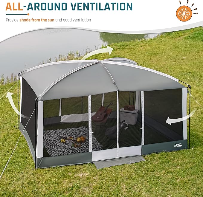 Screen House Tent 13x9ft Screen Room Mesh Gazebos w/ 2 Magnetic Doors, Included Projection Screen