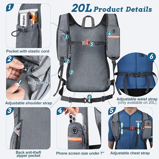 20L Small Hiking Backpack for Men Women Foldable Packable Back Pack Ultralight Hiking Daypack for