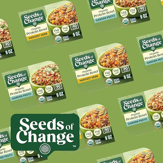 SEEDS OF CHANGE Organic Protein Bowl Garden Pesto, Prepared Entrée, Microwave in 90 Seconds, 9 oz