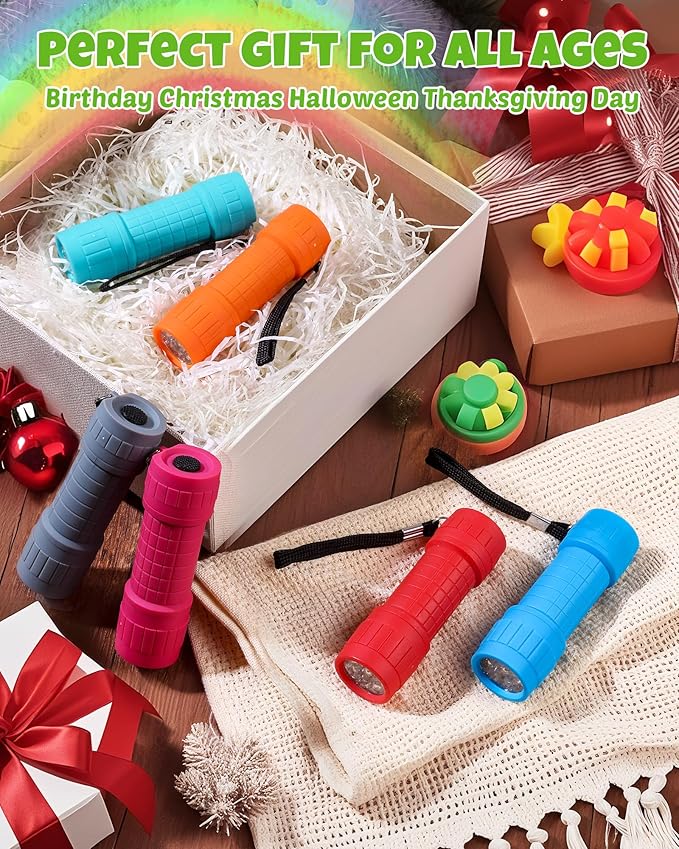 EverBrite 9-LED Flashlight 6-Pack Impact Handheld Torch Assorted Colors with Lanyard 3AAA Battery