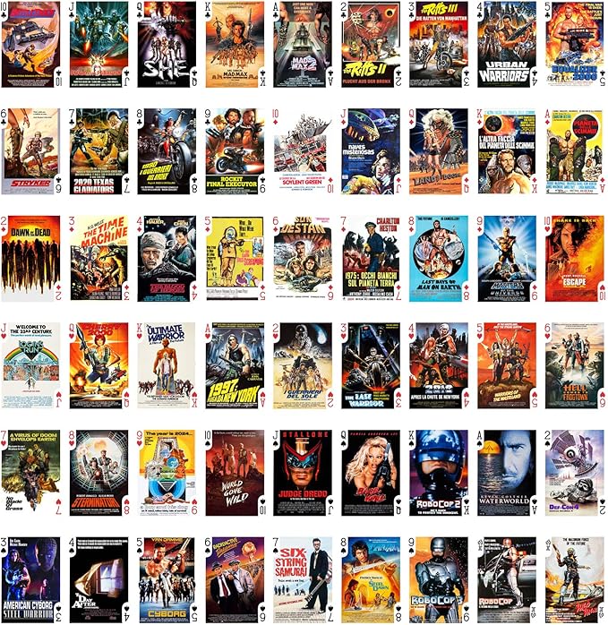 POSTAPOCALYPTIC Playing Cards (Poker Deck 54 Cards All Different) Vintage Trash Action Horror Movie