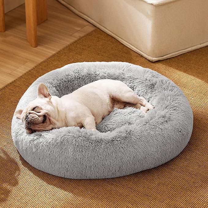 Bedsure Calming Dog Bed for Small Dogs - Donut Washable Small Pet Bed, 23 inches Anti-Slip Round