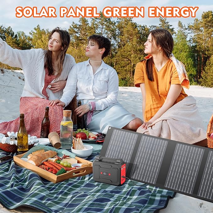 Apowking Portable Solar Panels 40W, Foldable Solar Panel Charger for 100-300W Portable Power