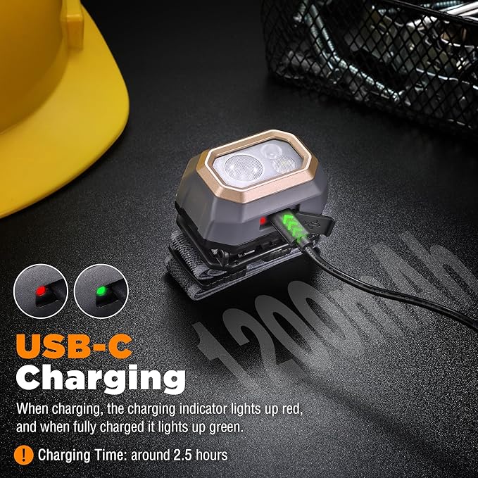 EverBrite Rechargeable Headlamp, 700 Lumens Head lamp for Adults, 6 Modes with White/Red/Green