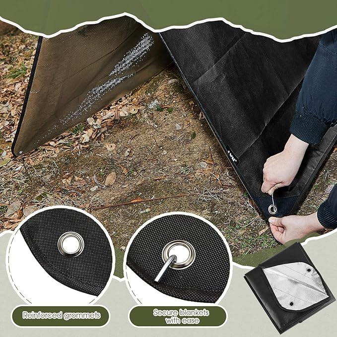 Kingdder 2 Pcs Heavy Duty Emergency Blanket for Survival 60 x 82 Inches Thermal Tarp Insulated Tent