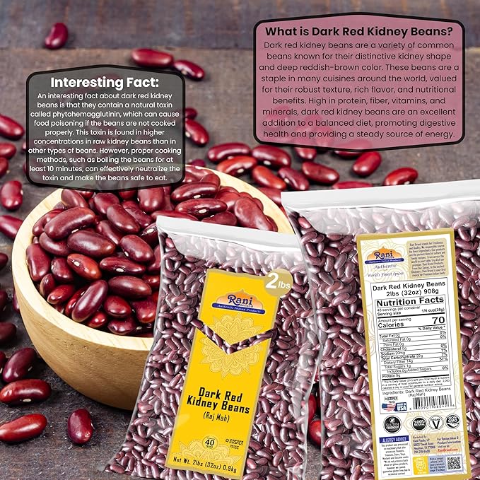 Rani Red Kidney Beans, Dark 32oz (2lbs) 908g ~ All Natural | Vegan | Gluten Friendly | NON-GMO |