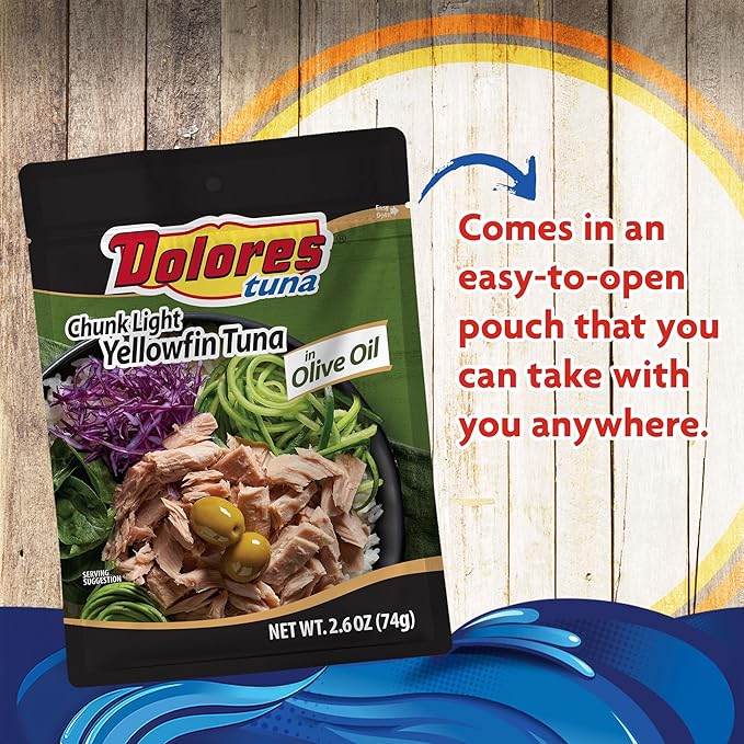 Dolores Chunk Light Yellowfin Tuna in Olive Oil, 2.6 oz (Pack of 24)