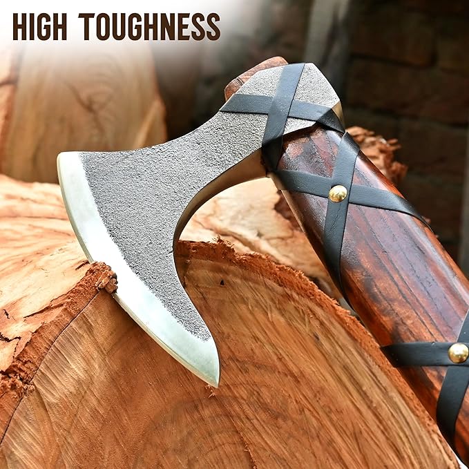 22-Inch Hand-Forged Viking Bearded Axe with Sheath – Survival & Camping Hatchet for Men – Best Gift