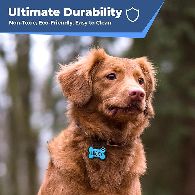GoTags Silicone Dog Tags, Soundless Pet Tag, Personalized Silent Tag Engraved for Pets with Cute