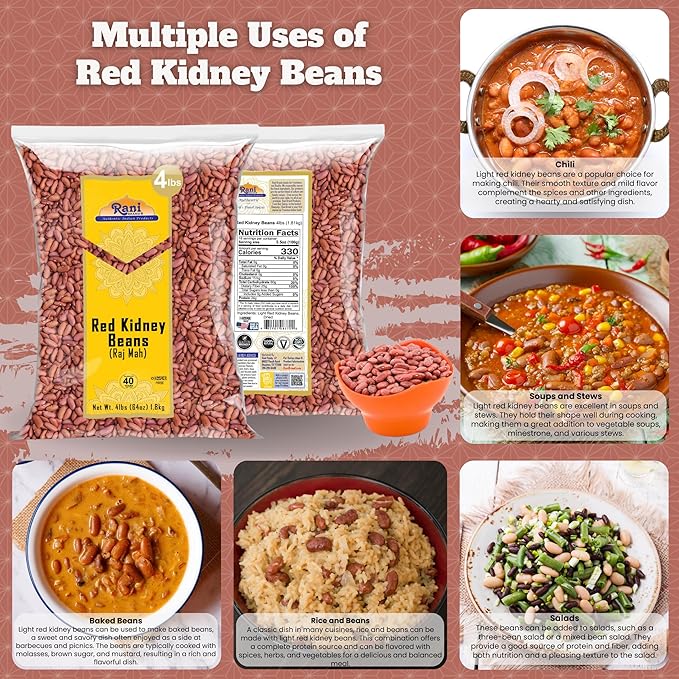 Rani Red Kidney Beans, Light 64oz (4lbs) 1.81kg Bulk ~ All Natural | Vegan | Gluten Friendly |