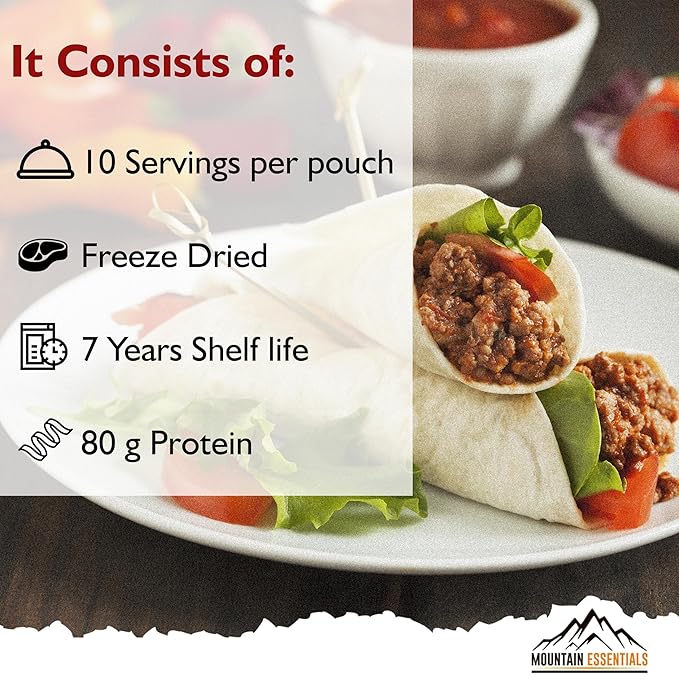 MOUNTAIN ESSENTIALS Freeze-Dried Ground Beef ??Pre-Cooked and Ready-to-Eat Hamburger Meat |