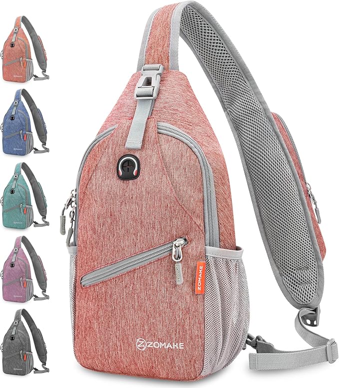 ZOMAKE Sling Bag,Small Crossbody Sling Backpack,Water Resistant Shoulder Daypack for Travel,Anti