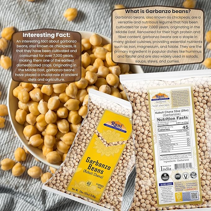 Rani Garbanzo Beans (Kabuli Chana) 32oz (2lbs) 908g ~ All Natural | Vegan | Gluten Friendly |