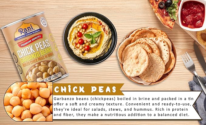 Rani Chick Peas, Garbanzo Beans (Boiled Chick Peas in Brine) Kabuli Chana 14oz (400g) Pack of 24 ~