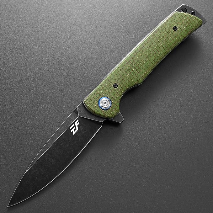 Eafengrow EF973 Folding Knife, D2 Steel Blade Micarta Handle Scale Pocket Knife Folder for Working