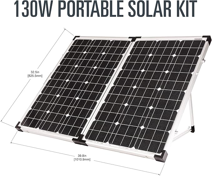 Go Power! GP-PSK-130 130W Portable Folding Solar Panel Kit with 10 Amp Solar Controller, Great for