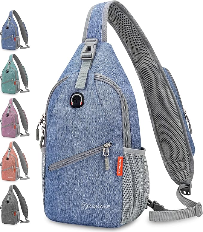 ZOMAKE Sling Bag,Small Crossbody Sling Backpack,Water Resistant Shoulder Daypack for Travel,Anti