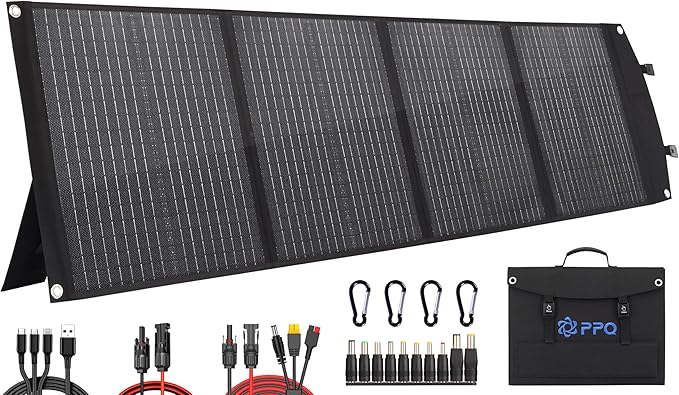PPQ 100W Portable Solar Panel Kit 18V/6A,9lb Foldable Briefcase Solar Charger w/ 24% Efficiency,4