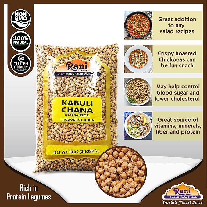 Rani Garbanzo Beans (Kabuli Chana) 128oz (8lbs) 3.63kg Bulk ~ All Natural | Vegan | Gluten Friendly