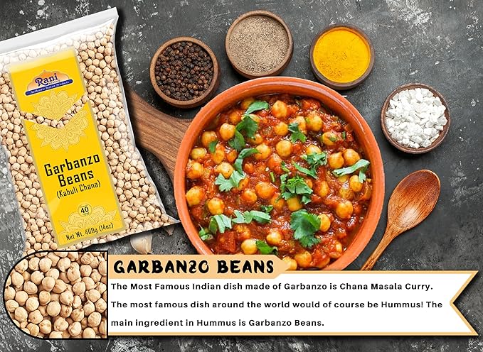 Rani Garbanzo Beans (Kabuli Chana) 14oz (400g) ~ All Natural | Vegan | Gluten Friendly | NON-GMO |