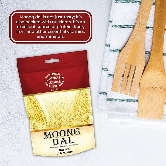 Moong Dal 2 LBS (Mung Split Dry Beans) ~ Indian Golden Lentils ~ 100% Natural & Pure - by Spicy