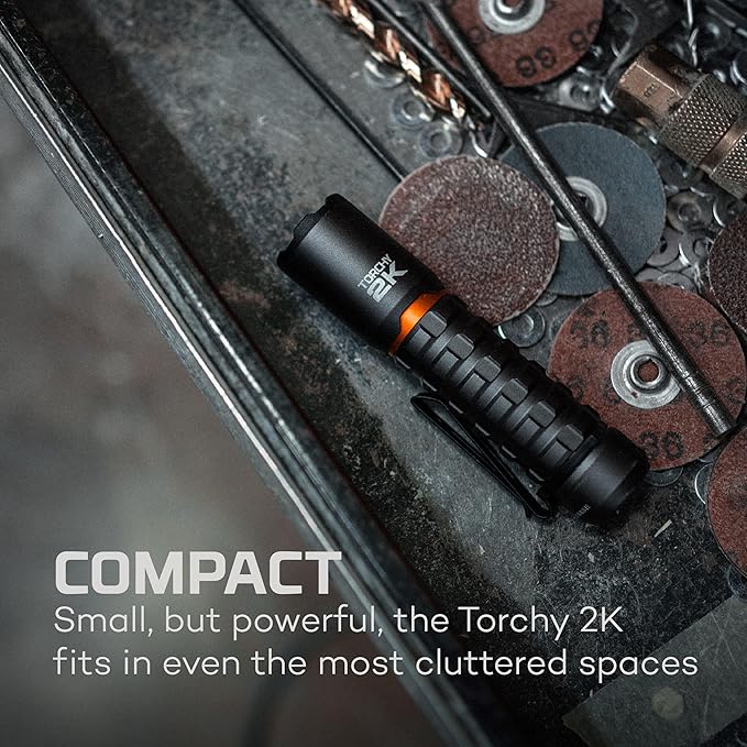 NEBO Redline Torchy 2K, 2000 Lumen Pocket, Rechargeable LED, Water & Impact Resistant Flashlight