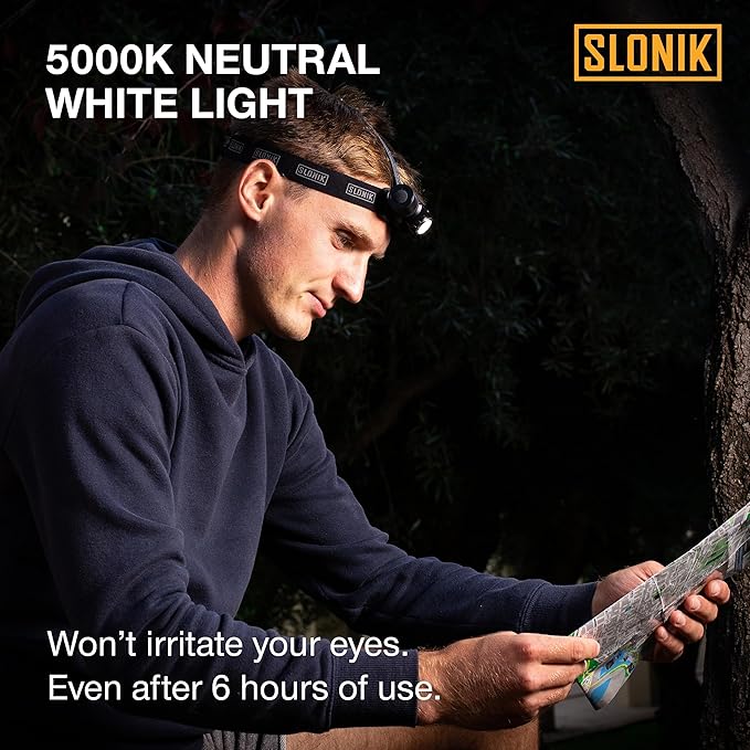 SLONIK Headlamp Rechargeable - 1000 Lumen LED USB Rechargeable Headlight - IPX4 Waterproof Head