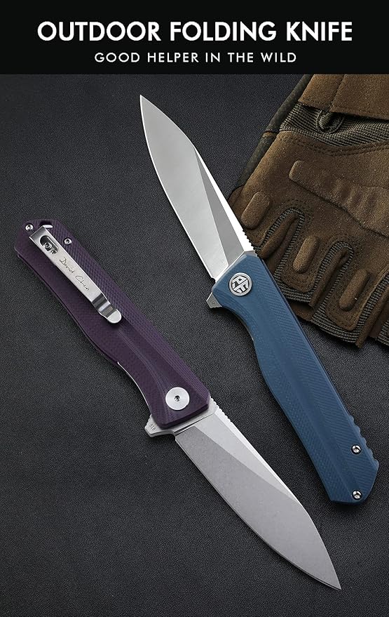 Petrified fish G10 handle D2 steel blade 2CR13 liner ball bearing flipper folding knife camping