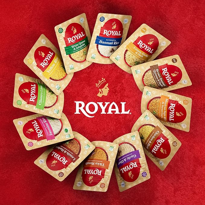 Royal Basmati Brown Rice with Quinoa and Garlic - Ready to Heat Basmati Rice - (6 Pack) 8.5 oz