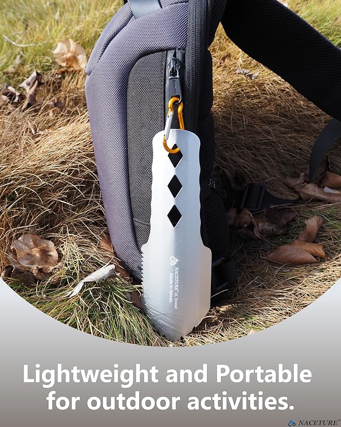NACETURE Ultralight Backpacking Trowel Aluminum Shovel Small Potty Multitool with Longer Handle