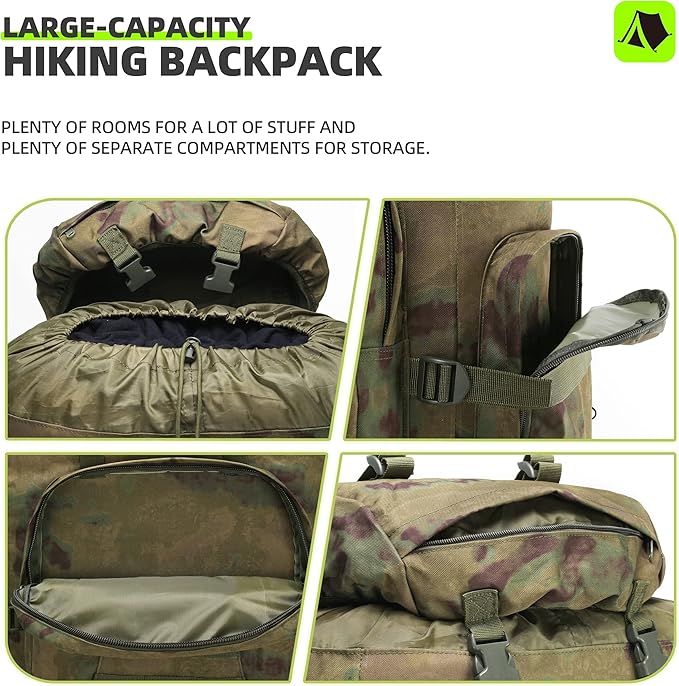 100L Camping Hiking Backpack,Molle military Tactical rucksack backpack,Waterproof Lightweight