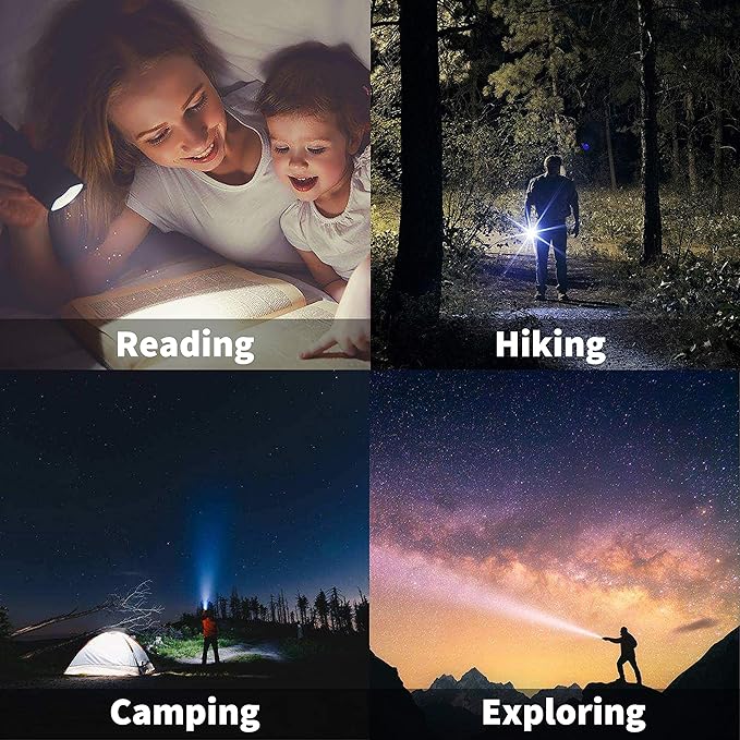 LED Emergency Handheld Flashlight, 4 Pack, Adjustable Focus, Water Resistant with 5 Modes, Best