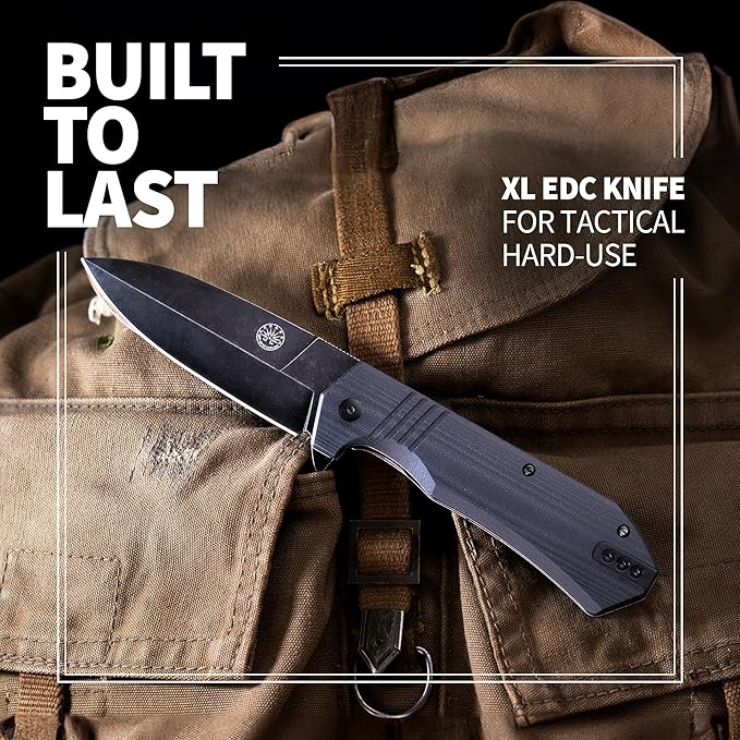 Off-Grid Knives - Stinger XL Folding Knife w. Spear Point Blade, Crucible 154CM Steel, G10 Scales