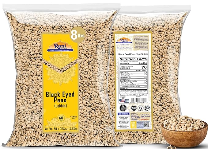 Rani Black Eyed Peas, Dried Cowpeas (Lobhia) 128oz (8lbs) 3.63kg Bulk ~ All Natural | Vegan |