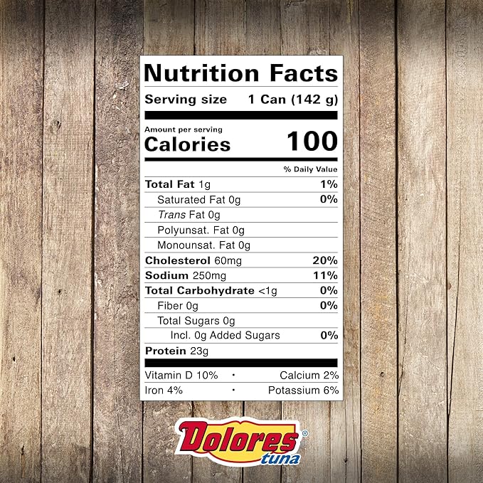 Dolores Tuna Chunk Light Yellowfin Tuna in Water, 5oz Canned Tuna, 24 Pack