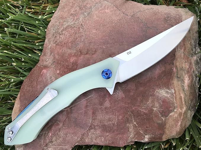 TACTICAL GEARZ Pocket Folding Knife for EDC, D2 Steel Blade, Solid G10 Handle, Includes Sheath