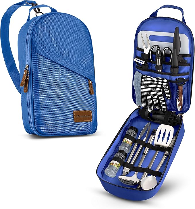 Camp Kitchen Cooking Utensil Set Travel Organizer Grill Accessories Portable Compact Gear for
