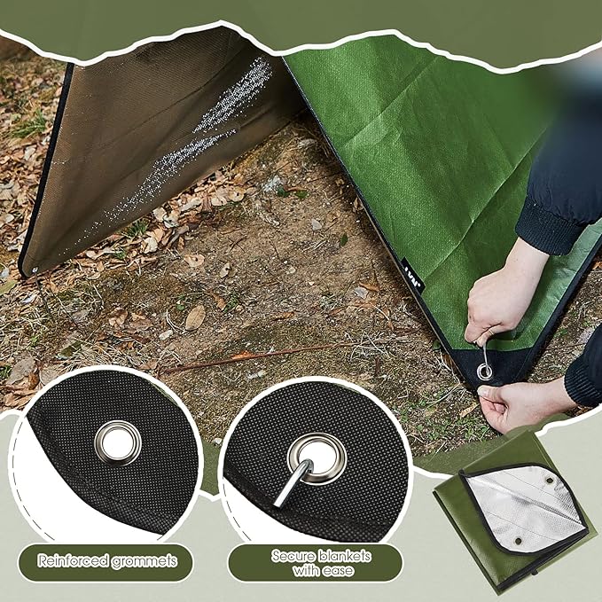 Kingdder 2 Pcs Heavy Duty Emergency Blanket for Survival 60 x 82 Inches Thermal Tarp Insulated Tent