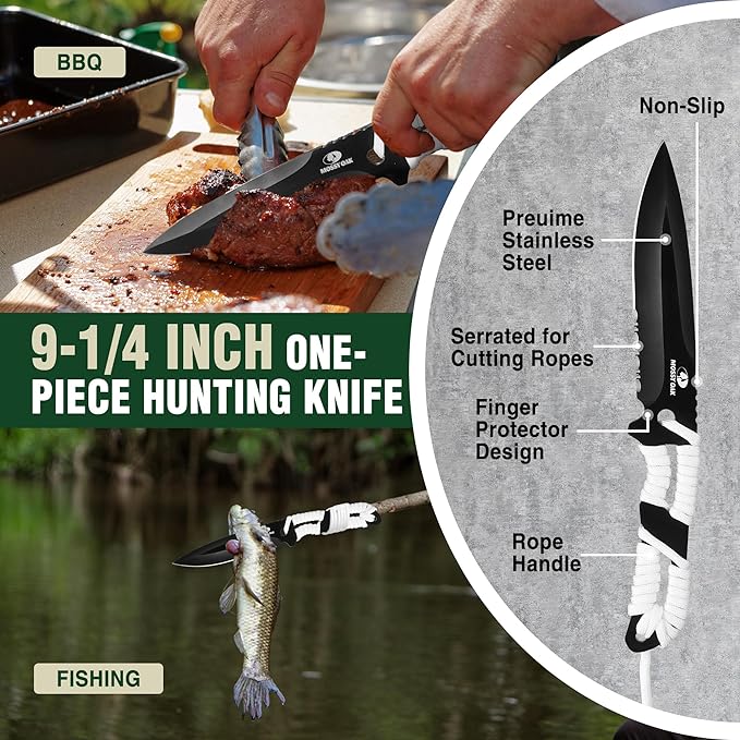 Mossy Oak Hatchet and Machete Knife Set with Sheath, One-Piece Axe & Hunting Knives with Paracord